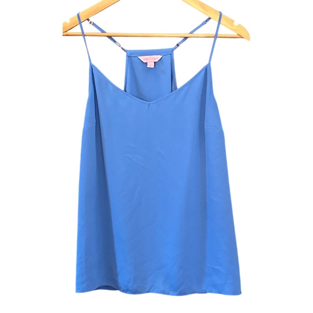 Lilly Pulitzer Blue Strappy Tank Top Large Racerback Coastal Resort Chic Summer